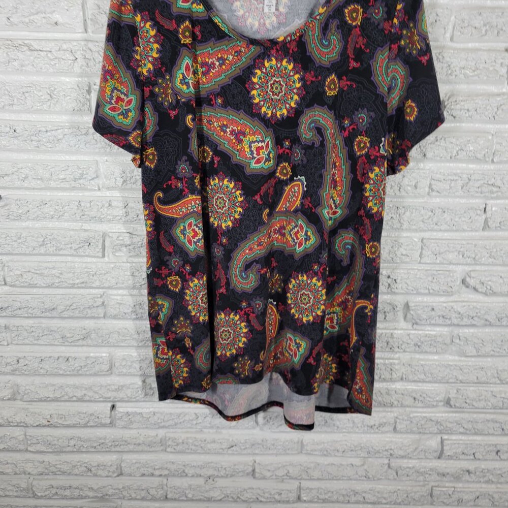 LuLaRoe 3XL Asymmetric Tunic Tee Paisley Multi-Color Plus Size Top PAI46E - Picture 4 of 9